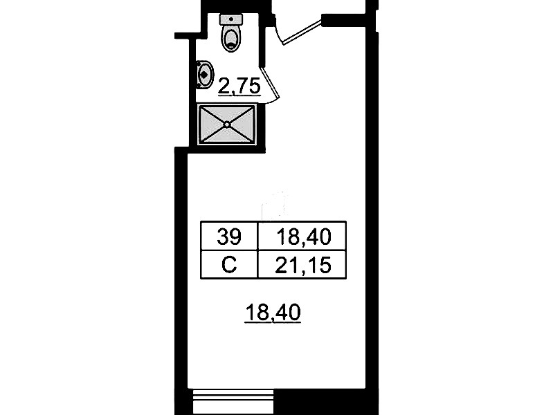 Квартира студия 21.29 м², 9/9 эт., Апарт-отель «Апарт отель Well»